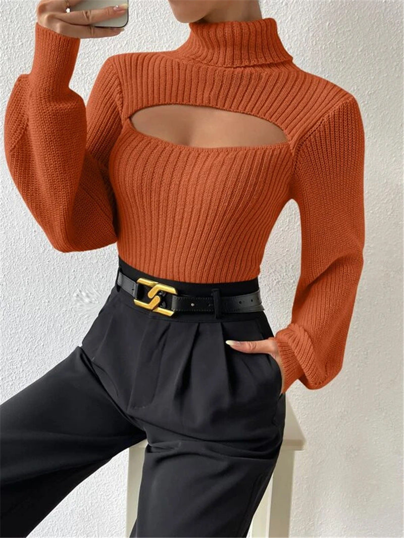 Sexy Oversized Rollkragen-Pullover mit Hohlmuster – Street Fashion Must-Have